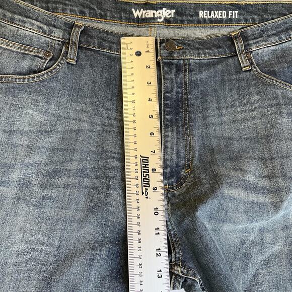 Wrangler Men Jeans 42X30 Blue Denim Button 30" Inseam Straight Leg Mid Rise - Picture 9 of 12